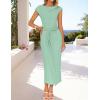imageZESICA Womens 2025 Summer Mock Neck Casual Bodycon Dress Cap Sleeve Elegant Cocktail Party Long Midi DressesSage