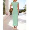 imageZESICA Womens 2025 Summer Mock Neck Casual Bodycon Dress Cap Sleeve Elegant Cocktail Party Long Midi DressesSage