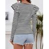 imageZESICA Womens Ruffle Long Sleeve Scoop Neck Shirt Striped Slim Fitted Casual Basic Tee Tops Trendy Spring ClothesBlack