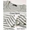imageZESICA Womens Ruffle Long Sleeve Scoop Neck Shirt Striped Slim Fitted Casual Basic Tee Tops Trendy Spring ClothesGray