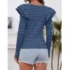 imageZESICA Womens Ruffle Long Sleeve Scoop Neck Shirt Striped Slim Fitted Casual Basic Tee Tops Trendy Spring ClothesStripeblue