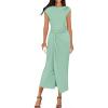 imageZESICA Womens 2025 Summer Mock Neck Casual Bodycon Dress Cap Sleeve Elegant Cocktail Party Long Midi DressesSage