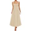 imageZESICA Womens 2025 Summer Sleeveless Square Neck Sundress Casual Long Flowy A Line Knit Dress Beach Vacation Maxi DressesApricot