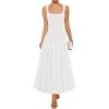imageZESICA Womens 2025 Summer Sleeveless Square Neck Sundress Casual Long Flowy A Line Knit Dress Beach Vacation Maxi DressesWhite