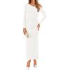 imageZESICA Womens Fall Floral Off Shoulder Bodycon Maxi Dresses 2025 Long Sleeve Ruched Elegant Cocktail Party DressWhite