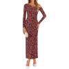 imageZESICA Womens Fall Floral Off Shoulder Bodycon Maxi Dresses 2025 Long Sleeve Ruched Elegant Cocktail Party DressWinered