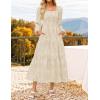 imageZESICA Womens 2025 Fall Floral Midi Dress Long Sleeve Square Neck Flowy Long Beach Vacation DressesApricot
