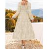 imageZESICA Womens 2025 Fall Floral Midi Dress Long Sleeve Square Neck Flowy Long Beach Vacation DressesApricot