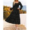 imageZESICA Womens 2025 Fall Floral Midi Dress Long Sleeve Square Neck Flowy Long Beach Vacation DressesBlack