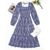 imageZESICA Womens 2025 Fall Floral Midi Dress Long Sleeve Square Neck Flowy Long Beach Vacation DressesDustyblue