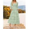 imageZESICA Womens 2025 Fall Floral Midi Dress Long Sleeve Square Neck Flowy Long Beach Vacation DressesSage