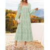 imageZESICA Womens 2025 Fall Floral Midi Dress Long Sleeve Square Neck Flowy Long Beach Vacation DressesSage