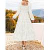 imageZESICA Womens 2025 Fall Floral Midi Dress Long Sleeve Square Neck Flowy Long Beach Vacation DressesWhite