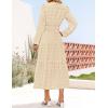 imageZESICA Womens Boho Maxi Dresses 2025 Fall V Neck Long Sleeve Swiss Dot Tiered Flowy Swing DressApricot