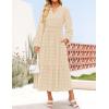 imageZESICA Womens Boho Maxi Dresses 2025 Fall V Neck Long Sleeve Swiss Dot Tiered Flowy Swing DressApricot