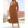 imageZESICA Womens Boho Maxi Dresses 2025 Fall V Neck Long Sleeve Swiss Dot Tiered Flowy Swing DressBlack