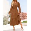 imageZESICA Womens Boho Maxi Dresses 2025 Fall V Neck Long Sleeve Swiss Dot Tiered Flowy Swing DressBlack