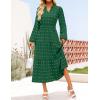 imageZESICA Womens Boho Maxi Dresses 2025 Fall V Neck Long Sleeve Swiss Dot Tiered Flowy Swing DressCaramel