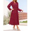 imageZESICA Womens Boho Maxi Dresses 2025 Fall V Neck Long Sleeve Swiss Dot Tiered Flowy Swing DressDark Green