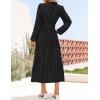 imageZESICA Womens Boho Maxi Dresses 2025 Fall V Neck Long Sleeve Swiss Dot Tiered Flowy Swing DressDusty Blue