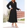 imageZESICA Womens Boho Maxi Dresses 2025 Fall V Neck Long Sleeve Swiss Dot Tiered Flowy Swing DressDusty Blue