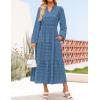 imageZESICA Womens Boho Maxi Dresses 2025 Fall V Neck Long Sleeve Swiss Dot Tiered Flowy Swing DressWine