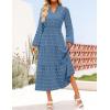 imageZESICA Womens Boho Maxi Dresses 2025 Fall V Neck Long Sleeve Swiss Dot Tiered Flowy Swing DressWine