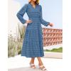 imageZESICA Womens Boho Maxi Dresses 2025 Fall V Neck Long Sleeve Swiss Dot Tiered Flowy Swing DressWine