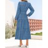 imageZESICA Womens Boho Maxi Dresses 2025 Fall V Neck Long Sleeve Swiss Dot Tiered Flowy Swing DressWine