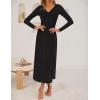 imageZESICA Womens Fall Floral Long Sleeve Bodycon Dress 2025 Boho V Neck Cocktail Party Long Midi DressesBlack