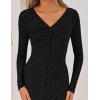 imageZESICA Womens Fall Floral Long Sleeve Bodycon Dress 2025 Boho V Neck Cocktail Party Long Midi DressesBlack