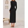 imageZESICA Womens Fall Floral Long Sleeve Bodycon Dress 2025 Boho V Neck Cocktail Party Long Midi DressesBlack