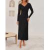 imageZESICA Womens Fall Floral Long Sleeve Bodycon Dress 2025 Boho V Neck Cocktail Party Long Midi DressesBlack