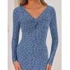 imageZESICA Womens Fall Floral Long Sleeve Bodycon Dress 2025 Boho V Neck Cocktail Party Long Midi DressesDustyblue