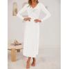 imageZESICA Womens Fall Floral Long Sleeve Bodycon Dress 2025 Boho V Neck Cocktail Party Long Midi DressesWhite