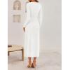 imageZESICA Womens Fall Floral Long Sleeve Bodycon Dress 2025 Boho V Neck Cocktail Party Long Midi DressesWhite