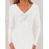 imageZESICA Womens Fall Floral Long Sleeve Bodycon Dress 2025 Boho V Neck Cocktail Party Long Midi DressesWhite