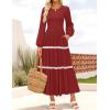 imageZESICA Womens Fall Long Sleeve Maxi Dresses 2025 Casual Crewneck Smocked A Line Tiered Flowy Wedding Guest Long DressRed