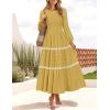 imageZESICA Womens Fall Long Sleeve Maxi Dresses 2025 Casual Crewneck Smocked A Line Tiered Flowy Wedding Guest Long DressYellow