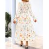 imageZESICA Womens Floral Boho Maxi Dress 2025 Fall Casual Long Sleeve V Neck ALine Flowy Wedding Guest DressesApricot