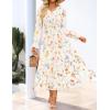 imageZESICA Womens Floral Boho Maxi Dress 2025 Fall Casual Long Sleeve V Neck ALine Flowy Wedding Guest DressesApricot