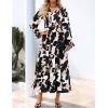 imageZESICA Womens Floral Boho Maxi Dress 2025 Fall Casual Long Sleeve V Neck ALine Flowy Wedding Guest DressesBlack