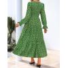 imageZESICA Womens Floral Boho Maxi Dress 2025 Fall Casual Long Sleeve V Neck ALine Flowy Wedding Guest DressesGreen
