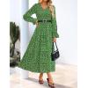 imageZESICA Womens Floral Boho Maxi Dress 2025 Fall Casual Long Sleeve V Neck ALine Flowy Wedding Guest DressesGreen