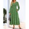 imageZESICA Womens Floral Boho Maxi Dress 2025 Fall Casual Long Sleeve V Neck ALine Flowy Wedding Guest DressesGreen