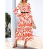 imageZESICA Womens Floral Boho Maxi Dress 2025 Fall Casual Long Sleeve V Neck ALine Flowy Wedding Guest DressesOrange