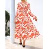 imageZESICA Womens Floral Boho Maxi Dress 2025 Fall Casual Long Sleeve V Neck ALine Flowy Wedding Guest DressesOrange