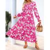 imageZESICA Womens Floral Boho Maxi Dress 2025 Fall Casual Long Sleeve V Neck ALine Flowy Wedding Guest DressesRose