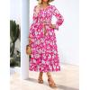 imageZESICA Womens Floral Boho Maxi Dress 2025 Fall Casual Long Sleeve V Neck ALine Flowy Wedding Guest DressesRose