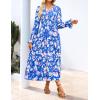 imageZESICA Womens Floral Boho Maxi Dress 2025 Fall Casual Long Sleeve V Neck ALine Flowy Wedding Guest DressesRoyal Blue